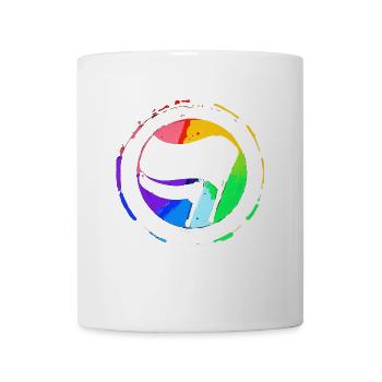 Drapeau antifa arc-en-ciel - Mug blanc - blanc - Devant