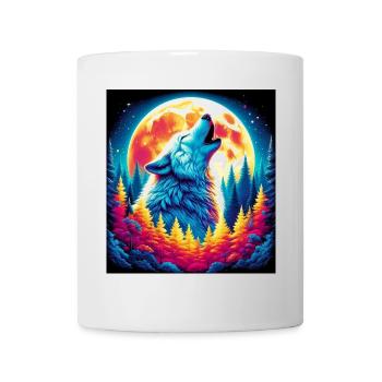 Wolf howls at the moon - Mug - white - Front