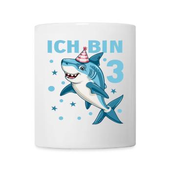 3 Geburtstag Haie 3 Jahre Kinder Jungen Hai Spruch - Tasse - Weiß - Vorne