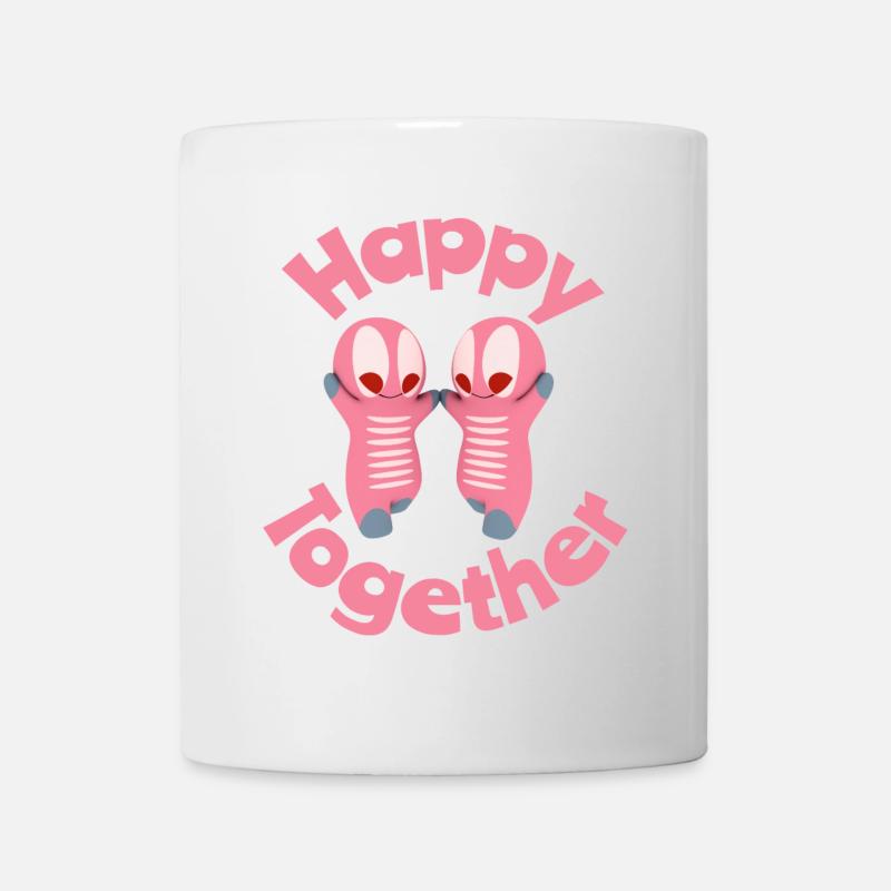 Personnages joyeux avec du cœur - Mug blanc - blanc