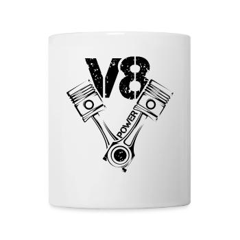 V8 Power Piston Muscle Cars Illustration Engine - Mug - white - Front