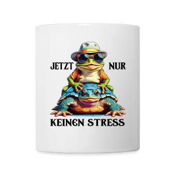 Jetzt nur keinen Stress Frosch und Schildkröte - Tasse - Weiß - Vorne