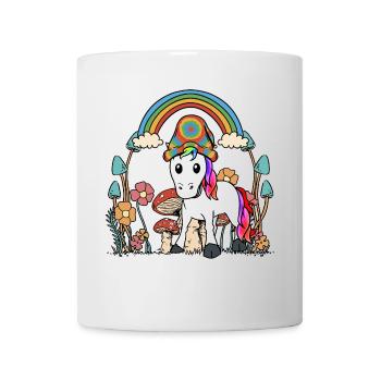 autumn, flowers, mushrooms, unicorn, nature, colorful, october - Mug - white - Front