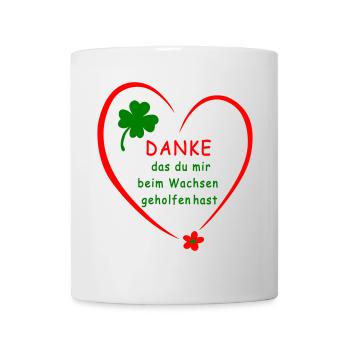 Danke Herz mit Kleeblatt - Tasse - Weiß - Vorne