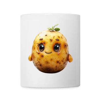 Kleine Kartoffel Große Augen Grüner Hut Shirt - Tasse - Weiß - Vorne