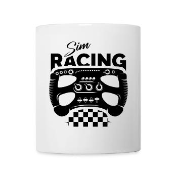 sim racing gamer Formel Lenkrad Zielflagge Symbol - Tasse - Weiß - Vorne