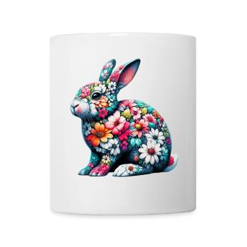 Rabbit decorated with flowers - Mug - white - Front