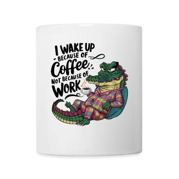 Morgenkaffee Morgenmuffel Krokodil mit Kaffeetasse - Tasse - Weiß - Vorne