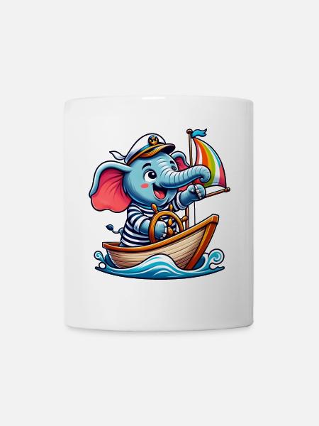 Elefant Segler Segelboot Erfolg - Tasse - Weiß