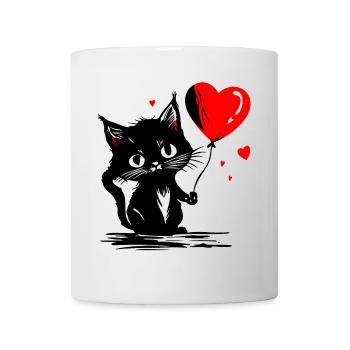 Cat Heart Balloon Red Mother's Day Street Art - Mug - white - Front