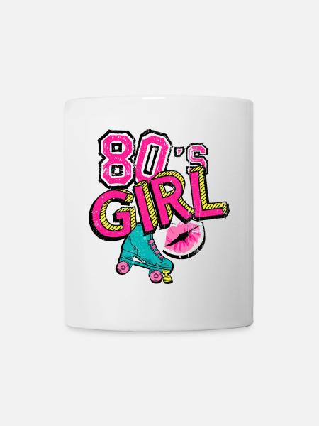80er Jahre Mädchen Rollschuh - Tasse - Weiß