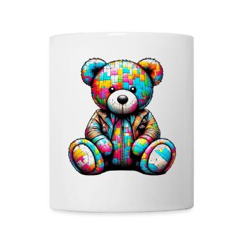 Ours en peluche Gilet en cuir Teddy Bear - Mug blanc - blanc - Devant