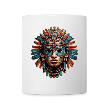 Sculpté orné aztèque, maya, masque inca - Mug blanc - blanc - Devant