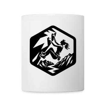 Mädchen klettern bouldern Logo Emblem Alpen - Tasse - Weiß - Vorne