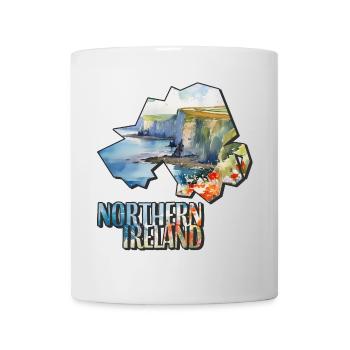 Watercolor Map of Northern Ireland - Mug - white - Front
