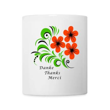 Danke Thanks Merci - Tasse - Weiß - Vorne