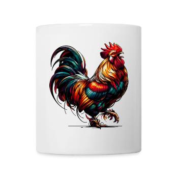 prächtiger Hahn in leuchtend bunten Farben - Tasse - Weiß - Vorne