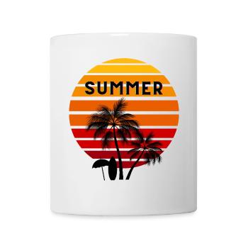 Sonnenuntergang - Palmen - Schatten - Summer - Tasse - Weiß - Vorne
