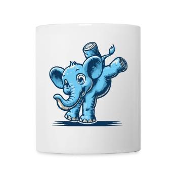blue cartoon elephant doing a handstand - Mug - white - Front