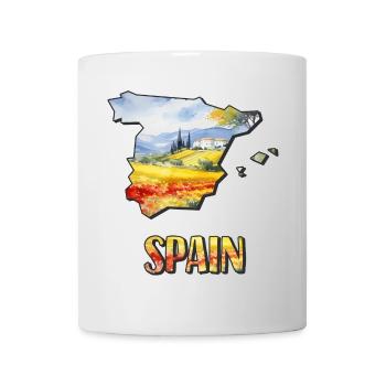 Aquarell Landkarte Spanien - Tasse - Weiß - Vorne