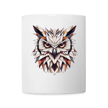 geometrischer Eulen Kopf- Polygonen Motiv - Tasse - Weiß - Vorne