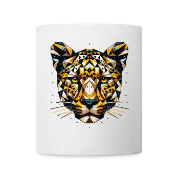 Geometric Leopard Head Polygons Motif - Mug - white - Front