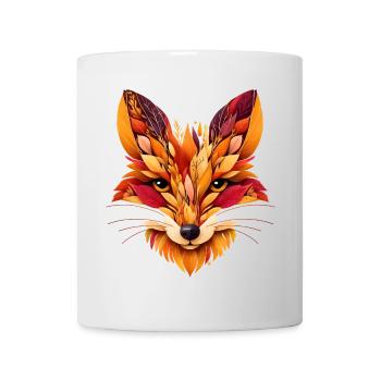 Tête de renard conçue à partir de différentes feuilles - Mug blanc - blanc - Devant