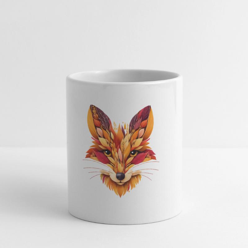 Fox head designed from different leaves Mug