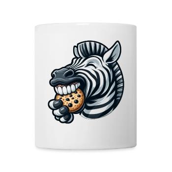 Cute Zebra with Cookie Cartoon Illustration - Mug - white - Front