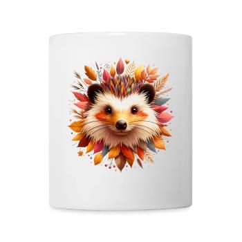 schöner Igel, gestaltet aus verschiedenen Blättern - Tasse - Weiß - Vorne