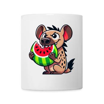 Cute hyena with watermelon cartoon fruit summer - Mug - white - Front