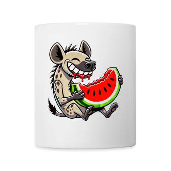 Cute hyena with watermelon cartoon fruit summer - Mug - white - Front