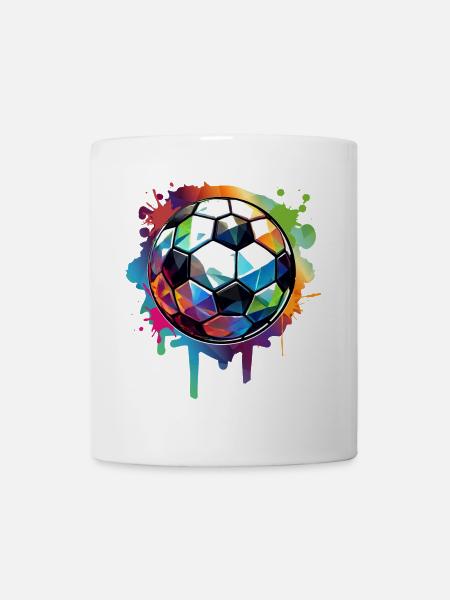 Buntes urbanes Fußball Graffiti mit Lichtreflexe - Tasse - Weiß