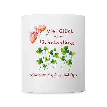 Good luck at the start of school with lucky clover - Mug - white - Front