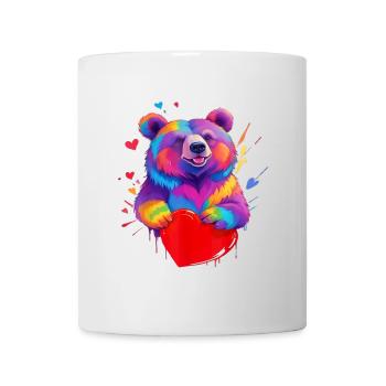 Colorful Grizzly Bear Heart - Mug - white - Front