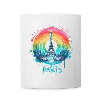 Pariser Eiffelturm mit Regenbogen-LGBT-Skyline - Tasse - Weiß - Vorne