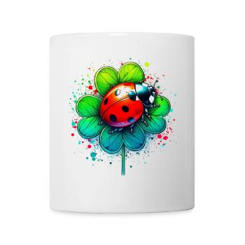 Coccinelle sur un trèfle à quatre feuilles - Mug blanc - blanc - Devant