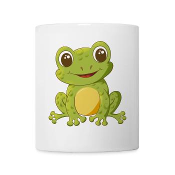 niedlich lächelnder Comic Frosch - Tasse - Weiß - Vorne