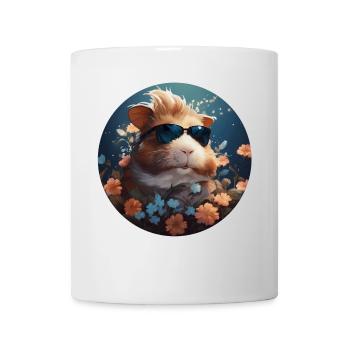 Cochons d’Inde et fleurs - Mug blanc - blanc - Devant