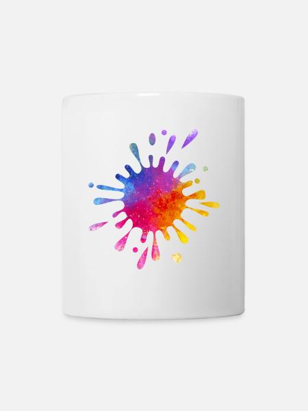 Éclaboussure de couleur colorée - Aquarelle dégradée - Mug blanc - blanc