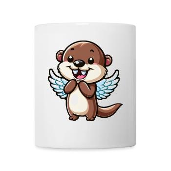 Cute Otter Water Rat Cartoon Angel with Wings - Mug - white - Front
