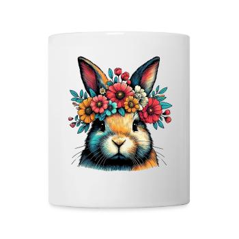 Hase mit Blumen - Tasse - Weiß - Vorne