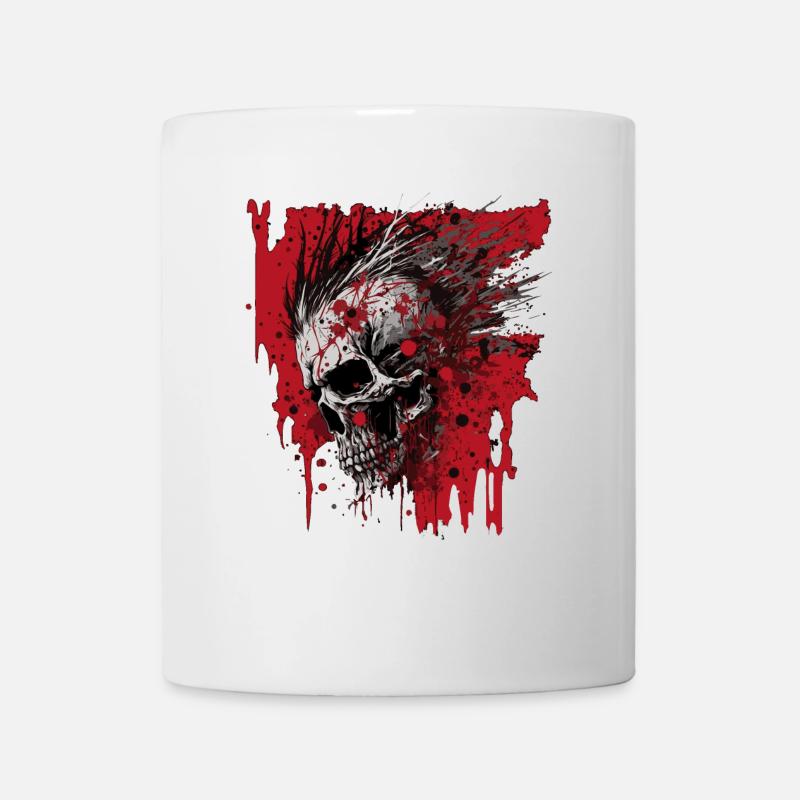 Horreur Punk Zombie Mohawk Crâne - Mug blanc - blanc