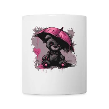 Niedlicher Teddybär mit Regenschirm - Tasse - Weiß - Vorne