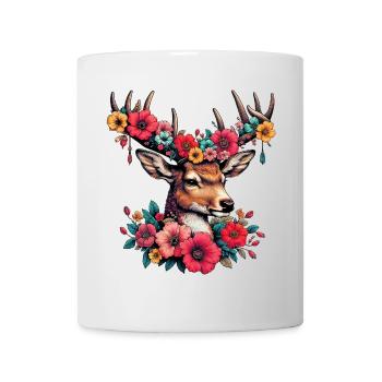 Cerf avec des fleurs - Mug blanc - blanc - Devant