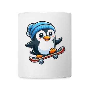 Funny Penguin Skateboarding Skate Comic Cartoon - Mug - white - Front