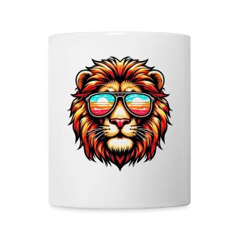 Lion with Sunglasses - Mug - white - Front