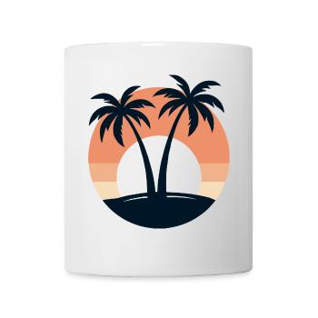 Rétro coucher de soleil Palmiers Plage Vacances Tropical - Mug blanc - blanc - Devant