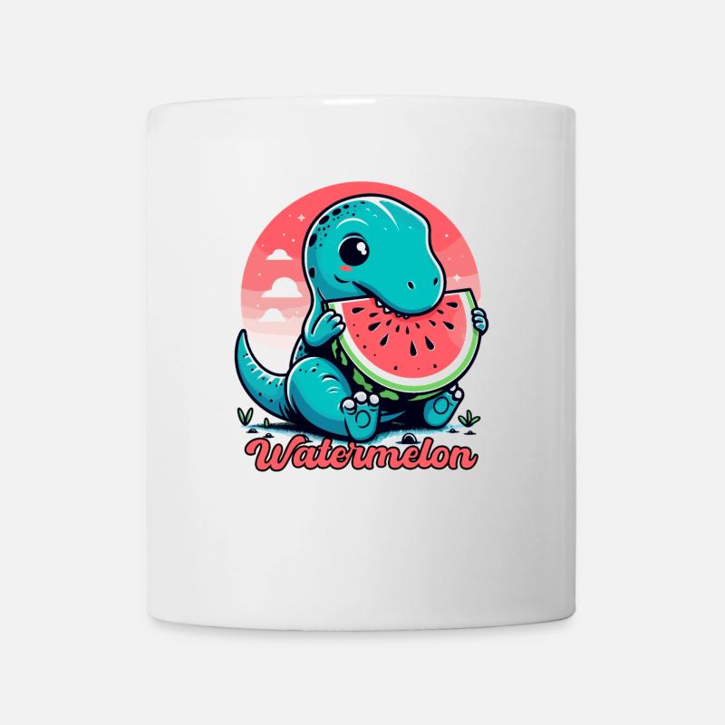 Süßer T-Rex Wassermelone Sommer Geschenk - Tasse - Weiß