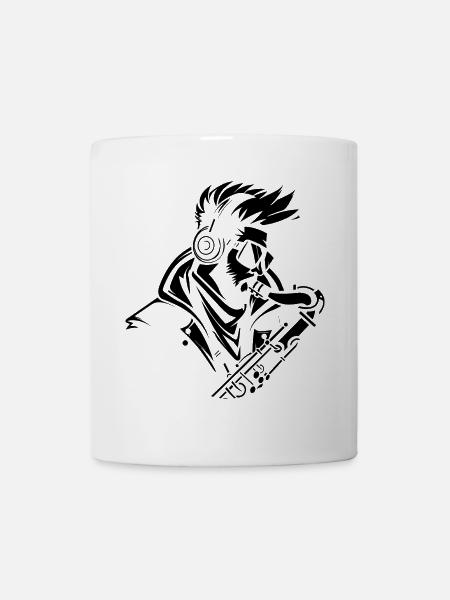 Saxophonist Zeichnung - Tasse - Weiß